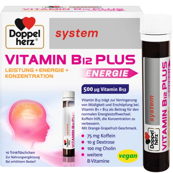 Abbildung der Produktverpackung Doppelherz system VITAMIN B12 PLUS ENERGIE Frontansicht